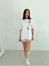 Жіноча футболка з пандою бiлого кольору 28085
