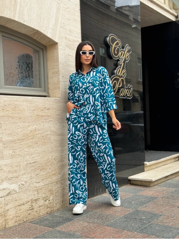 Прогулянковий костюм кольору морської хвилі 28226