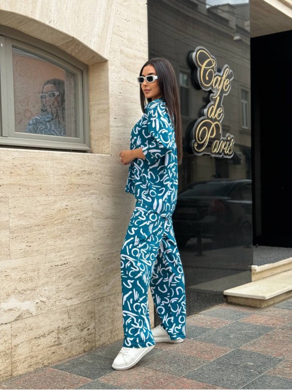 Прогулянковий костюм кольору морської хвилі 28226