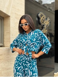 Прогулянковий костюм кольору морської хвилі 28226