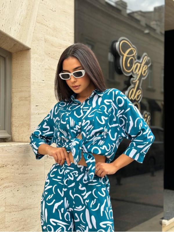 Прогулянковий костюм кольору морської хвилі 28226