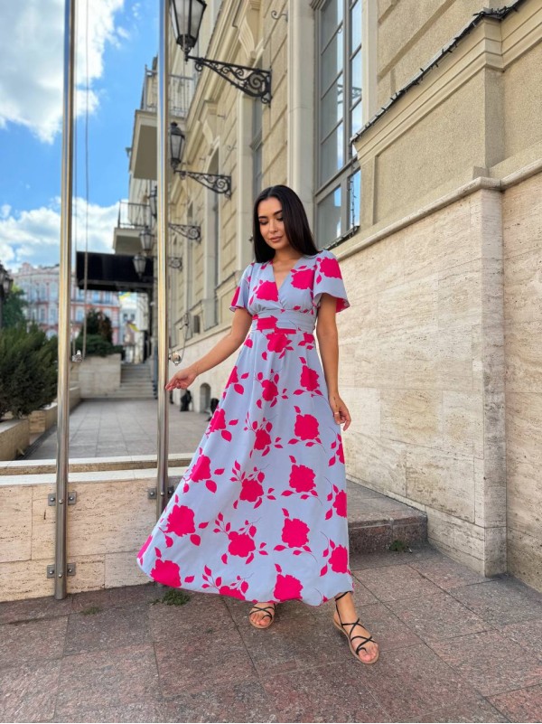 Прогулянкова жіноча сукня сiрого кольору 28368