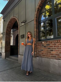 Костюм 2-ка (топ+спідниця) сiрого кольору 28518