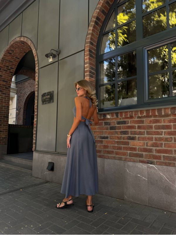 Костюм 2-ка (топ+спідниця) сiрого кольору 28518