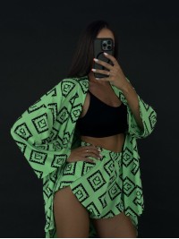 Жіночий костюм 2-ка (шорти+кімоно) свiтло-зеленого кольору 28531