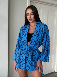 Жіночий костюм 2-ка (шорти+кімоно) синього кольору 28532