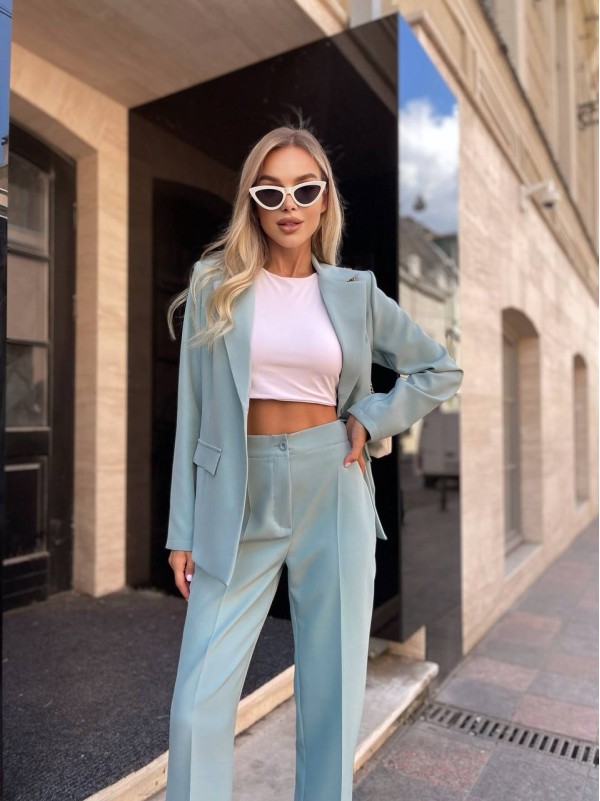 Костюм двійка, оливкового кольору 28632