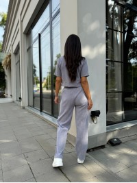 Жіночий прогулянковий костюм з мікро-вельвету сірого кольору 28720