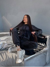 Спортивний велюровий костюм чорного кольору 28727