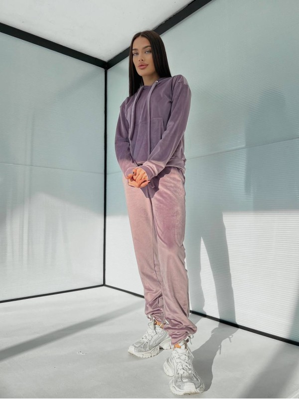 Спортивний велюровий костюм бузкового кольору 28730