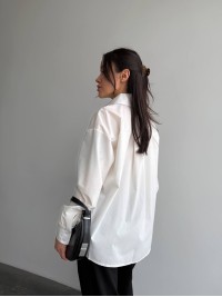 Базова, котонова сорочка оверсайз білого кольору 28842