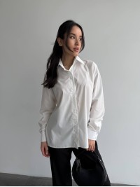 Базова, котонова сорочка оверсайз білого кольору 28842