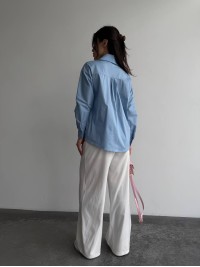 Базова, котонова сорочка оверсайз блакитного кольору 28843