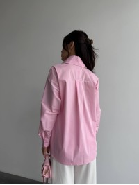 Базова, котонова сорочка оверсайз рожевого кольору 28844