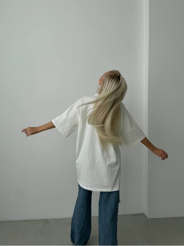 Бавовняна футболка з принтом білого кольору 28845