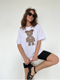 Жіноча футболка з принтом білого кольору 28852