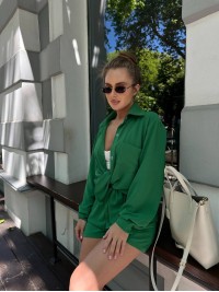 Легкий костюм 2-ка із шортами зеленого кольору 28905