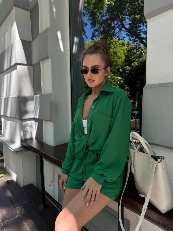 Легкий костюм 2-ка із шортами зеленого кольору 28905