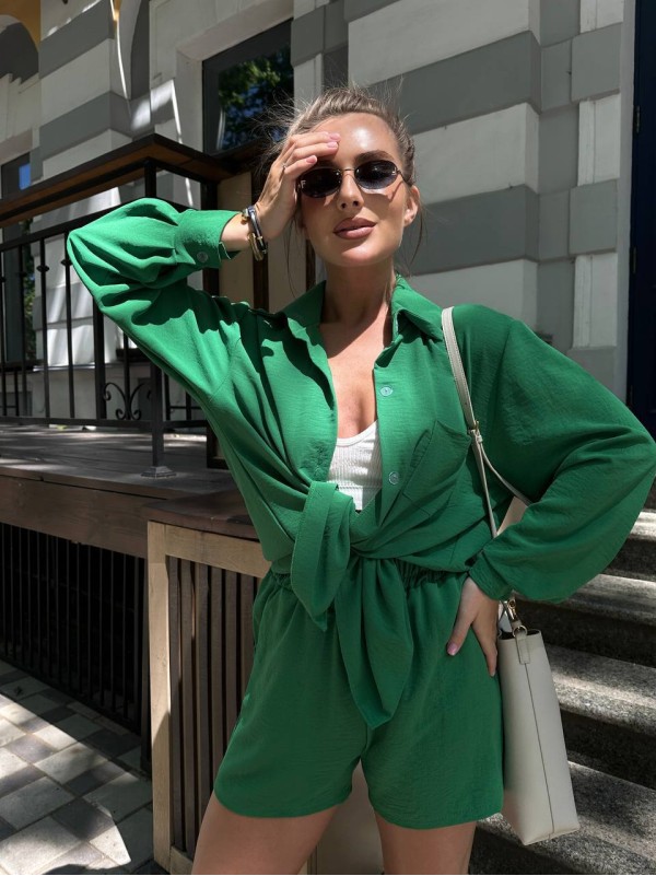 Легкий костюм 2-ка із шортами зеленого кольору 28905