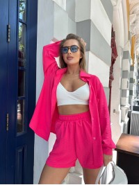 Легкий костюм 2-ка із шортами малинового кольору 28906