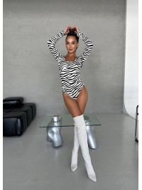 Стильний боді з рукавом на мiкро-флiсi кольору зебри 28934