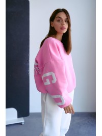 Стильний світшот на флісі з написом рожевого кольору 28967