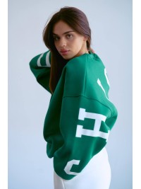 Стильний світшот на флісі з написом зеленого кольору 28968