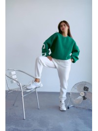 Стильний світшот на флісі з написом зеленого кольору 28968