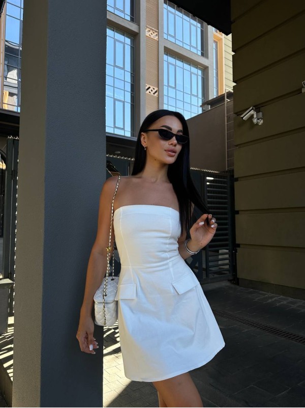 Базова сукня міні білого кольору 29034