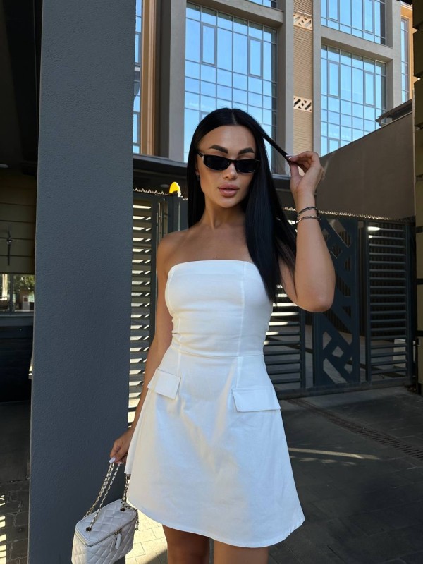 Базова сукня міні білого кольору 29034