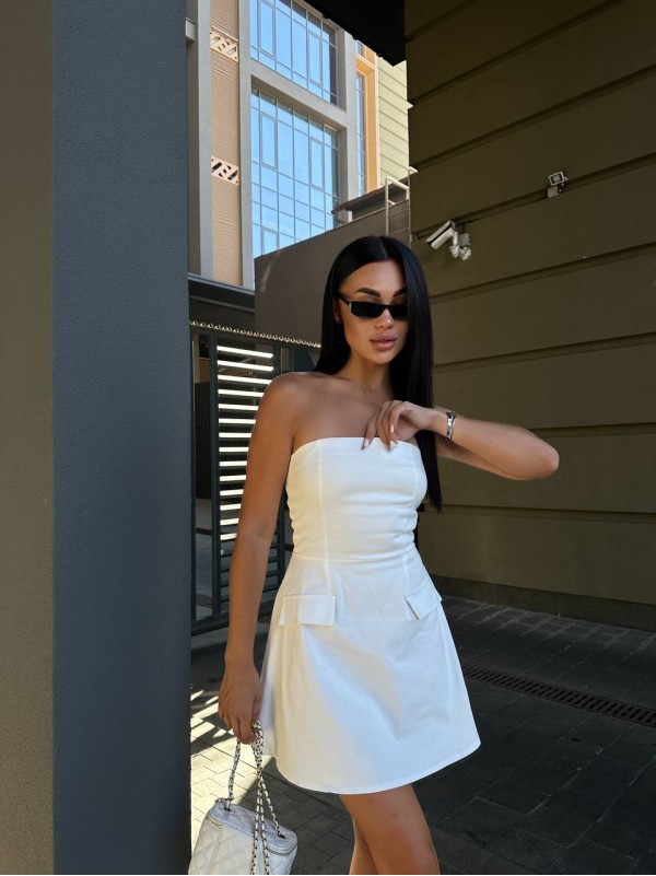 Базова сукня міні білого кольору 29034