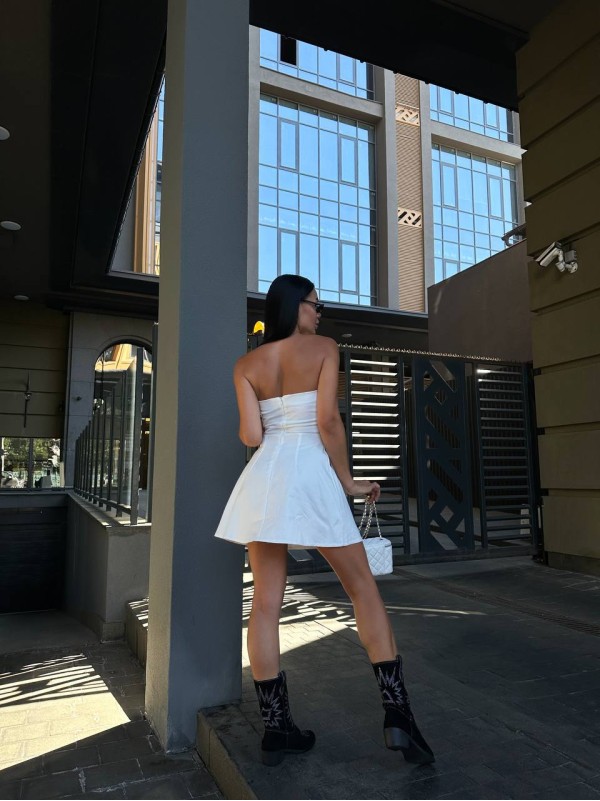 Базова сукня міні білого кольору 29034