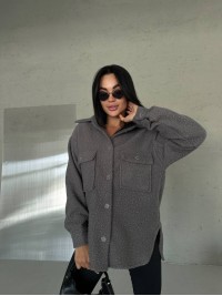 Тепла сорочка оверсайз сірого кольору 29071