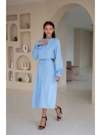 Романтична сукня міді блакитного кольору 29087