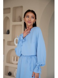 Романтична сукня міді блакитного кольору 29087