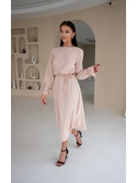 Сукня міді бежевого кольору 29088