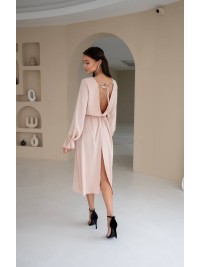 Сукня міді бежевого кольору 29088