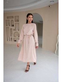 Сукня міді бежевого кольору 29088
