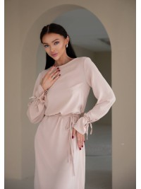 Сукня міді бежевого кольору 29088