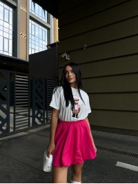 Пишна бавовняна спідниця малинового кольору 29105