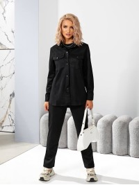 Жіночий прогулянковий костюм чорного кольору 29117