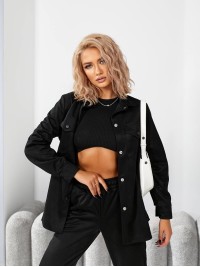 Жіночий прогулянковий костюм чорного кольору 29117