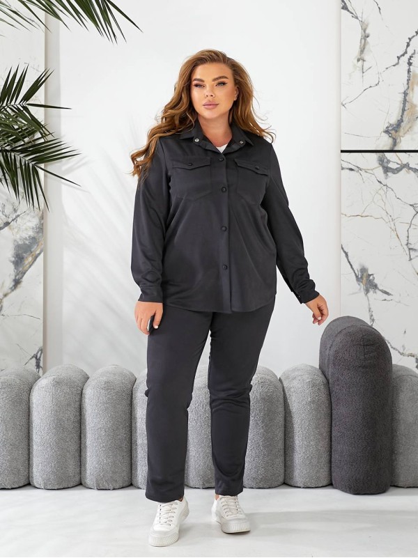Жіночий прогулянковий костюм графiтового кольору 29122