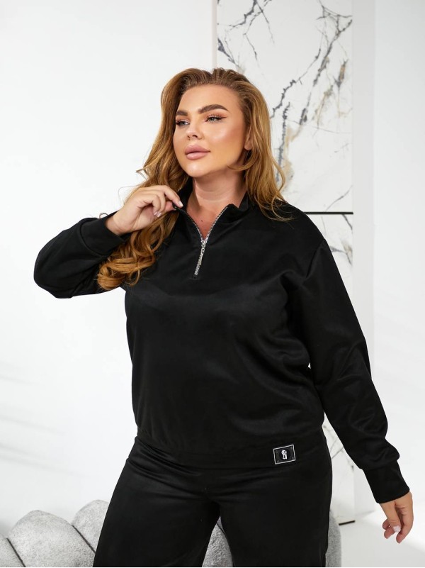 Жіночий спортивний костюм із трикотажу чорного кольору 29177