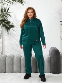 Жіночий спортивний костюм із трикотажу смарагдового кольору 29178