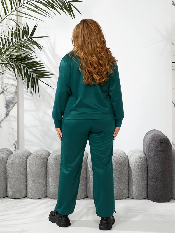 Жіночий спортивний костюм із трикотажу смарагдового кольору 29178