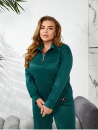 Жіночий спортивний костюм із трикотажу смарагдового кольору 29178