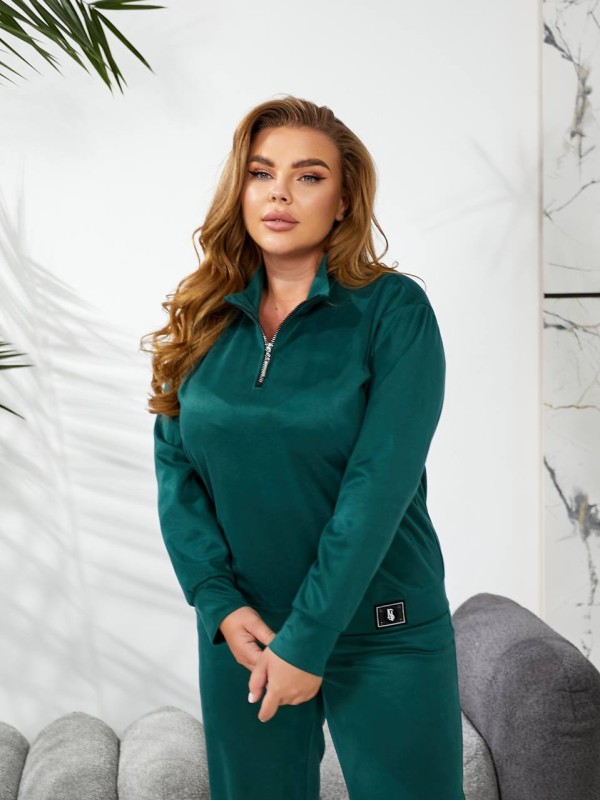 Жіночий спортивний костюм із трикотажу смарагдового кольору 29178