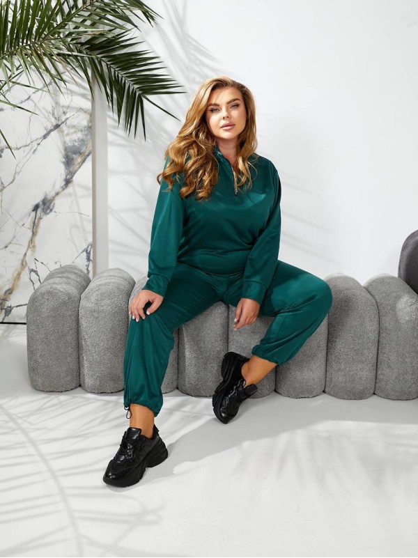 Жіночий спортивний костюм із трикотажу смарагдового кольору 29178
