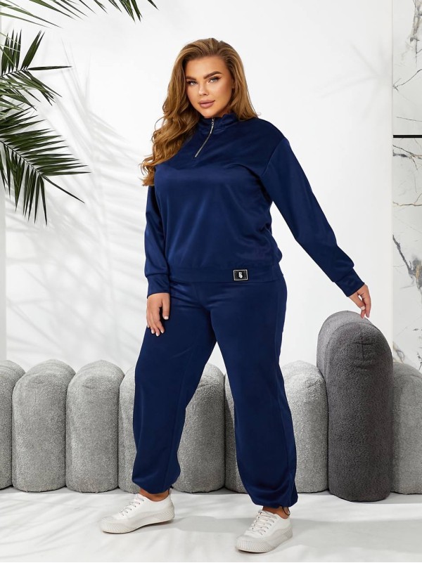 Жіночий спортивний костюм із трикотажу синього кольору 29180